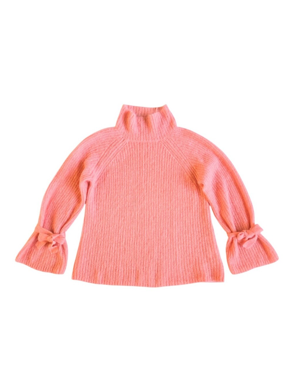 NAADAM Mohair Wool Blend Mock Neck Sweater Tie Cuff Sleeve Salmon Pink  Size M